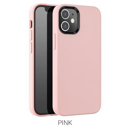 Hoco Pure Series Silicone Protective Case - силиконов (TPU) калъф за iPhone 12 mini (розов) 