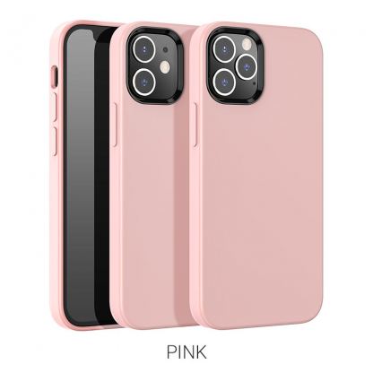 Hoco Pure Series Silicone Protective Case - силиконов (TPU) калъф за iPhone 12, iPhone 12 Pro (розов) 