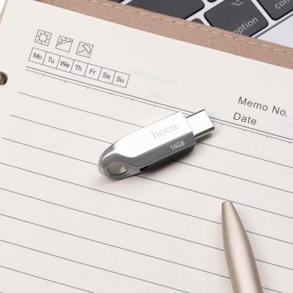 Hoco Premium 64GB USB-C Male Flash Drive + USB 3.0 Female - USB флаш памет с USB-C порт за компютри смартфони и таблети (сребрист) 4