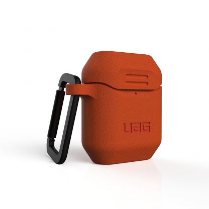 Urban Armor Gear Standard Issue Silicone Case 001 - удароустойчив силиконов калъф с карабинер за Apple Airpods и Apple Airpods 2 (оранжев) 6