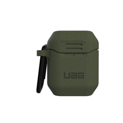 Urban Armor Gear Standard Issue Silicone Case 001 - удароустойчив силиконов калъф с карабинер за Apple Airpods и Apple Airpods 2 (тъмнозелен) 3
