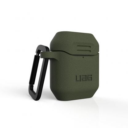 Urban Armor Gear Standard Issue Silicone Case 001 - удароустойчив силиконов калъф с карабинер за Apple Airpods и Apple Airpods 2 (тъмнозелен) 5
