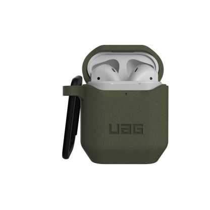 Urban Armor Gear Standard Issue Silicone Case 001 - удароустойчив силиконов калъф с карабинер за Apple Airpods и Apple Airpods 2 (тъмнозелен) 6