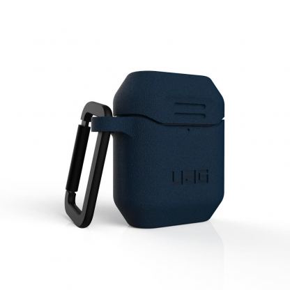 Urban Armor Gear Standard Issue Silicone Case 001 - удароустойчив силиконов калъф с карабинер за Apple Airpods и Apple Airpods 2 (тъмносин) 5