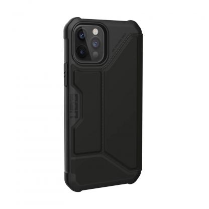 Urban Armor Gear Metropolis Satin Touch Armor Case - удароустойчив хибриден кейс, тип портфейл за iPhone 12, iPhone 12 Pro (черен) 3