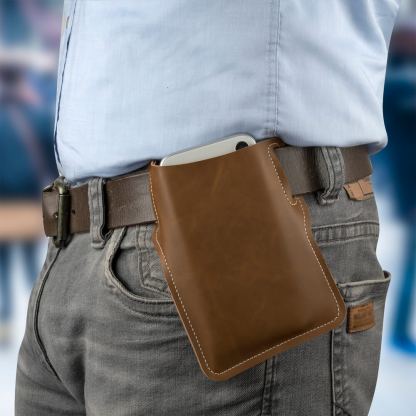 4smarts Belt Case Universal - кожен калъф за колана със закопчалка за смартфони до 6.5 инча (кафяв) 2
