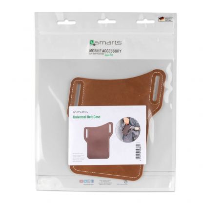 4smarts Belt Case Universal - кожен калъф за колана със закопчалка за смартфони до 6.5 инча (кафяв) 5