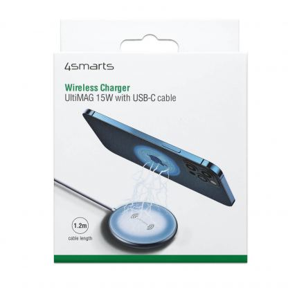 4smarts Wireless Charger UltiMAG 15W with USB-C Cable 1.2m - поставка (пад) за безжично зареждане за iPhone с Magsafe и устройства поддържащи безжично зареждане (бял) 8