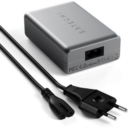 Satechi 100W USB-C PD Compact GaN Charger - захранване за ел. мрежа с 2xUSB-C PD изхода и USB 3.0 изход (сив) 7
