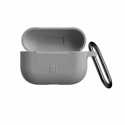 Urban Armor Gear Soft Touch U Silicone Case - удароустойчив силиконов калъф с карабинер за Apple Airpods Pro (сив) 5