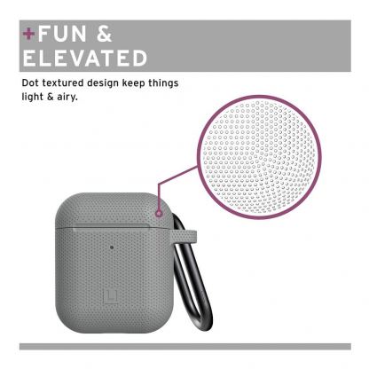 Urban Armor Gear Soft Touch U Silicone Case - удароустойчив силиконов калъф с карабинер за Apple Airpods и Apple Airpods 2 (сив) 5