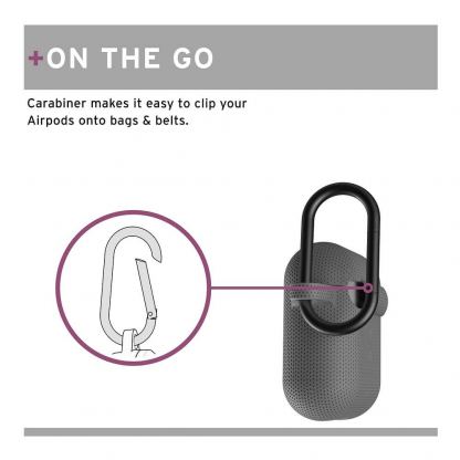 Urban Armor Gear Soft Touch U Silicone Case - удароустойчив силиконов калъф с карабинер за Apple Airpods и Apple Airpods 2 (сив) 7