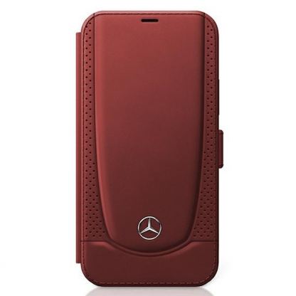 Mercedes-Benz Urban Line Booktype Leather Case - дизайнерски кожен калъф (естествена кожа), тип портфейл за iPhone 12 mini (червен) 2