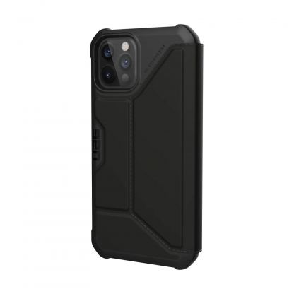 Urban Armor Gear Metropolis Satin Touch Armor Case - удароустойчив хибриден кейс, тип портфейл за iPhone 12 Pro Max (черен) 3