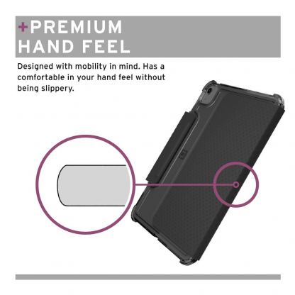 Urban Armor Gear U Lucent Case - удароустойчив хибриден кейс от най-висок клас за iPad Air 4 (2020), iPad Pro 11 (2020), iPad Pro 11 (2018) (черен-прозрачен) 8