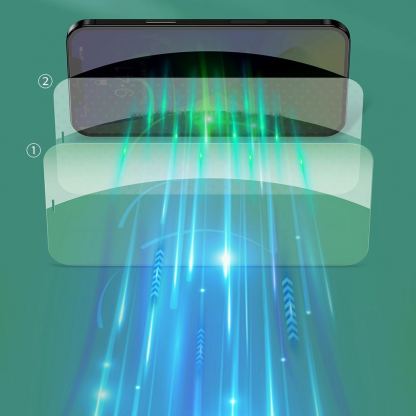 Baseus Full Coverage Green Tempered Glass Film with Anti Blue Light Filter - стъклено защитно покритие за целия дисплей на iPhone 12 mini (прозрачен) (2 броя) 3