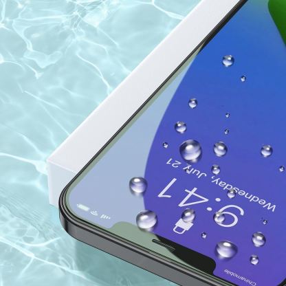 Baseus Full Coverage Green Tempered Glass Film with Anti Blue Light Filter - стъклено защитно покритие за целия дисплей на iPhone 12 mini (прозрачен) (2 броя) 5
