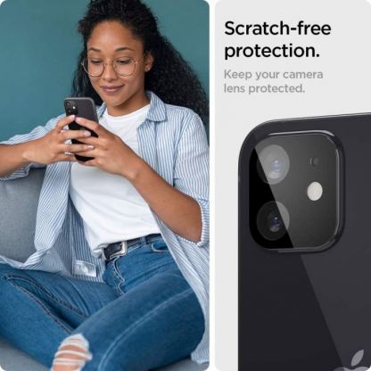 Spigen Optik Lens Protector - комплект 2 броя предпазни стъклени протектора за камерата на iPhone 12 (черен) 6