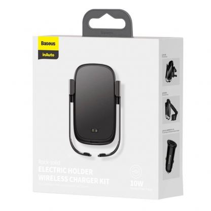 Baseus 5in1 Vehicle Bracket Wireless Charger 10W (WXHW01-B01) - поставка за радиатора и таблото на кола с безжично зареждане за Qi съвместими смартфони (черен) 4