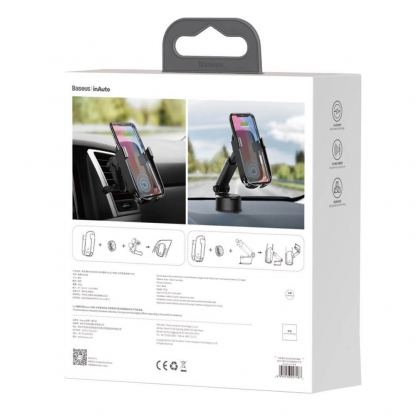 Baseus 5in1 Vehicle Bracket Wireless Charger 10W (WXHW01-B01) - поставка за радиатора и таблото на кола с безжично зареждане за Qi съвместими смартфони (черен) 6