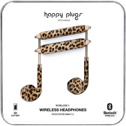 Happy Plugs Wireless II Earbuds - безжични Bluetooth слушалки с микрофон за мобилни устройства (леопард)  4