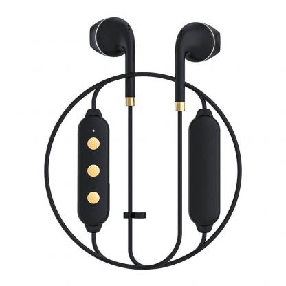 Happy Plugs Wireless II Earbuds - безжични Bluetooth слушалки с микрофон за мобилни устройства (черен-златист) 