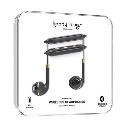 Happy Plugs Wireless II Earbuds - безжични Bluetooth слушалки с микрофон за мобилни устройства (черен-златист)  5