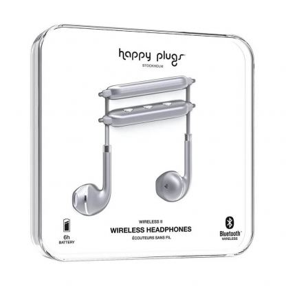 Happy Plugs Wireless II Earbuds - безжични Bluetooth слушалки с микрофон за мобилни устройства (тъмносив)  5