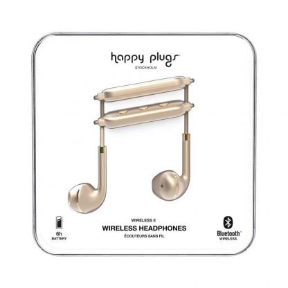 Happy Plugs Wireless II Earbuds - безжични Bluetooth слушалки с микрофон за мобилни устройства (светлозлатист)  4