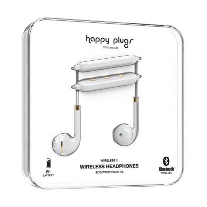 Happy Plugs Wireless II Earbuds - безжични Bluetooth слушалки с микрофон за мобилни устройства (бял)  5