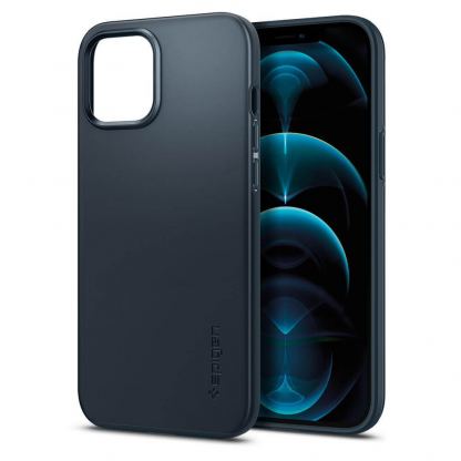 Spigen Thin Fit Case - качествен тънък матиран кейс за iPhone 12 Pro Max (тъмносив) 2