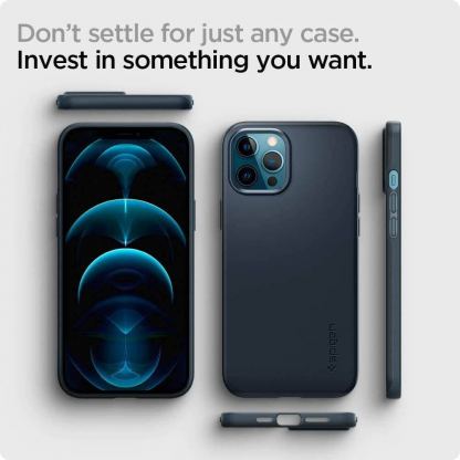 Spigen Thin Fit Case - качествен тънък матиран кейс за iPhone 12 Pro Max (тъмносив) 4