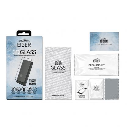 Eiger 3D Full Screen Tempered Glass - калено стъклено защитно покритие с извити ръбове за целия дисплея на Samsung Galaxy S21 Plus (черен-прозрачен) 2