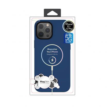 SwitchEasy MagSkin Case - тънък силиконов кейс с вграден магнитен конектор (MagSafe) за iPhone 12, iPhone 12 Pro (син) 10
