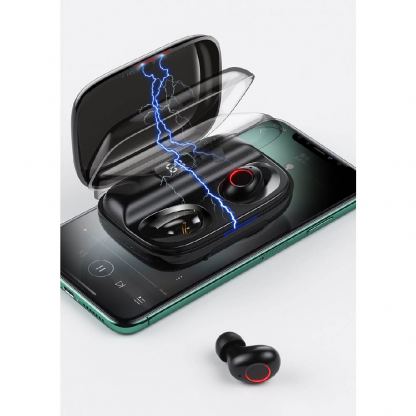 USAMS YJ001 Digital Display Wireless Earphones - безжични Bluetooth слушалки със зареждащ кейс (черен) 4