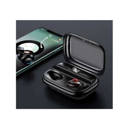 USAMS YJ001 Digital Display Wireless Earphones - безжични Bluetooth слушалки със зареждащ кейс (черен) 6