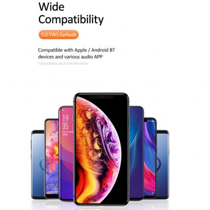 USAMS YJ001 Digital Display Wireless Earphones - безжични Bluetooth слушалки със зареждащ кейс (черен) 9