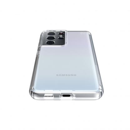 Speck Presidio Perfect Clear Case - удароустойчив хибриден кейс за Samsung Galaxy S21 Ultra (прозрачен) 5