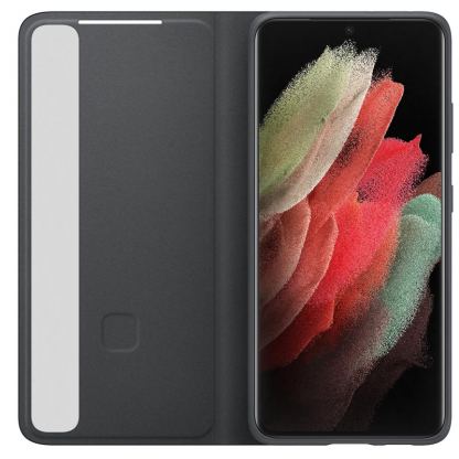 Samsung Clear View Cover EF-ZG998CB - оригинален кейс, през който виждате информация от дисплея за Samsung Galaxy S21 Ultra (черен) 3