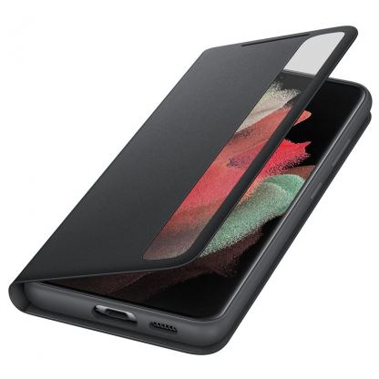 Samsung Clear View Cover EF-ZG998CB - оригинален кейс, през който виждате информация от дисплея за Samsung Galaxy S21 Ultra (черен) 4