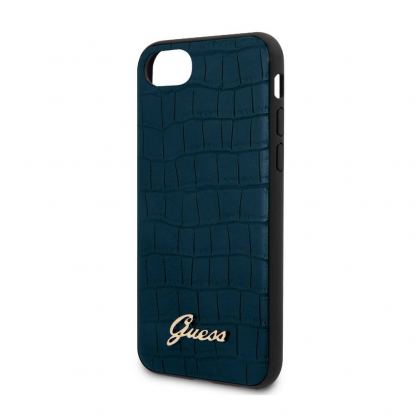 Guess Croco Cover - дизайнерски кожен кейс за iPhone SE (2020), iPhone 8, iPhone 7 (син) 2