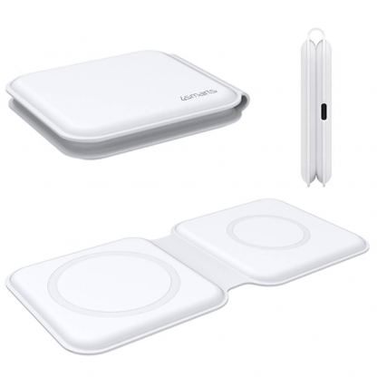 4smarts Wireless Charger UltiMAG 15W - двойна поставка (пад) за безжично зареждане за iPhone с Magsafe и Qi съвместими устройства (бял) 2