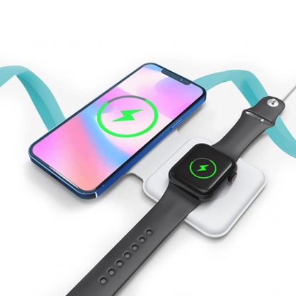 4smarts Wireless Charger UltiMAG 15W - двойна поставка (пад) за безжично зареждане за iPhone с Magsafe и Qi съвместими устройства (бял) 5