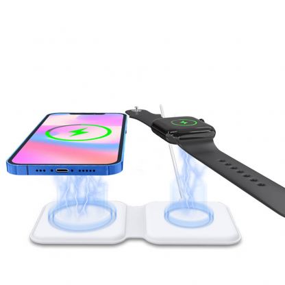 4smarts Wireless Charger UltiMAG 15W - двойна поставка (пад) за безжично зареждане за iPhone с Magsafe и Qi съвместими устройства (бял) 7