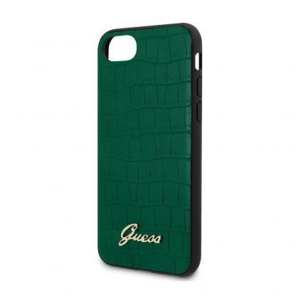 Guess Croco Cover - дизайнерски кожен кейс за iPhone SE (2020), iPhone 8, iPhone 7 (зелен) 4