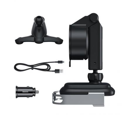 Baseus 5in1 Vehicle Bracket Wireless Charger 10W (WXHW01-B0S) - поставка за радиатора и таблото на кола с безжично зареждане за Qi съвместими смартфони (черен-сребрист) 12