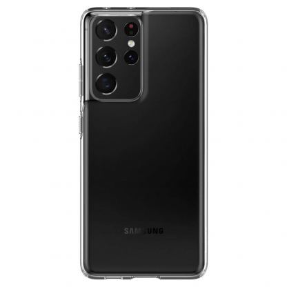 Spigen Liquid Crystal Case - тънък силиконов (TPU) калъф за Samsung Galaxy S21 Ultra (прозрачен)  3