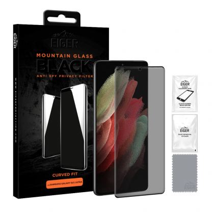 Eiger Mountain Glass Anti-Spy Privacy Filter Tempered Glass - калено стъклено защитно покритие с извити ръбове и определен ъгъл на виждане за дисплея на Samsung Galaxy S21 Ultra 2