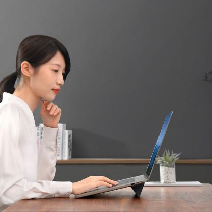 Baseus Ultra Thin Laptop Stand - сгъавема, залепяща се към вашия компютър поставка за MacBook и лаптопи (тъмносив) 11