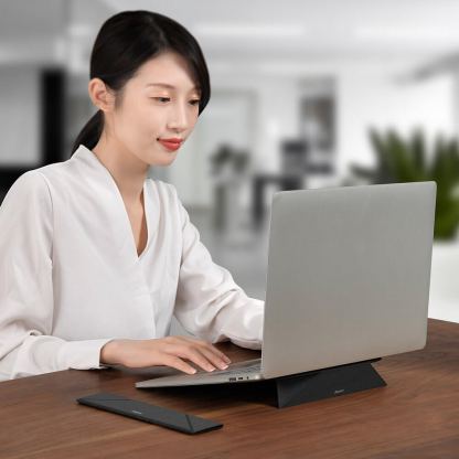Baseus Ultra Thin Laptop Stand - сгъавема, залепяща се към вашия компютър поставка за MacBook и лаптопи (тъмносив) 13